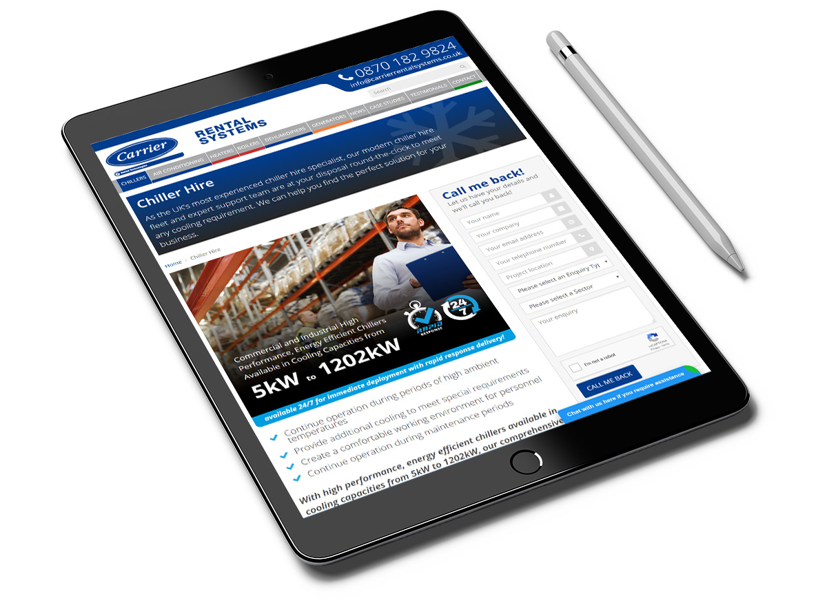 Website Design North Devon - Carrier Rental System ipad