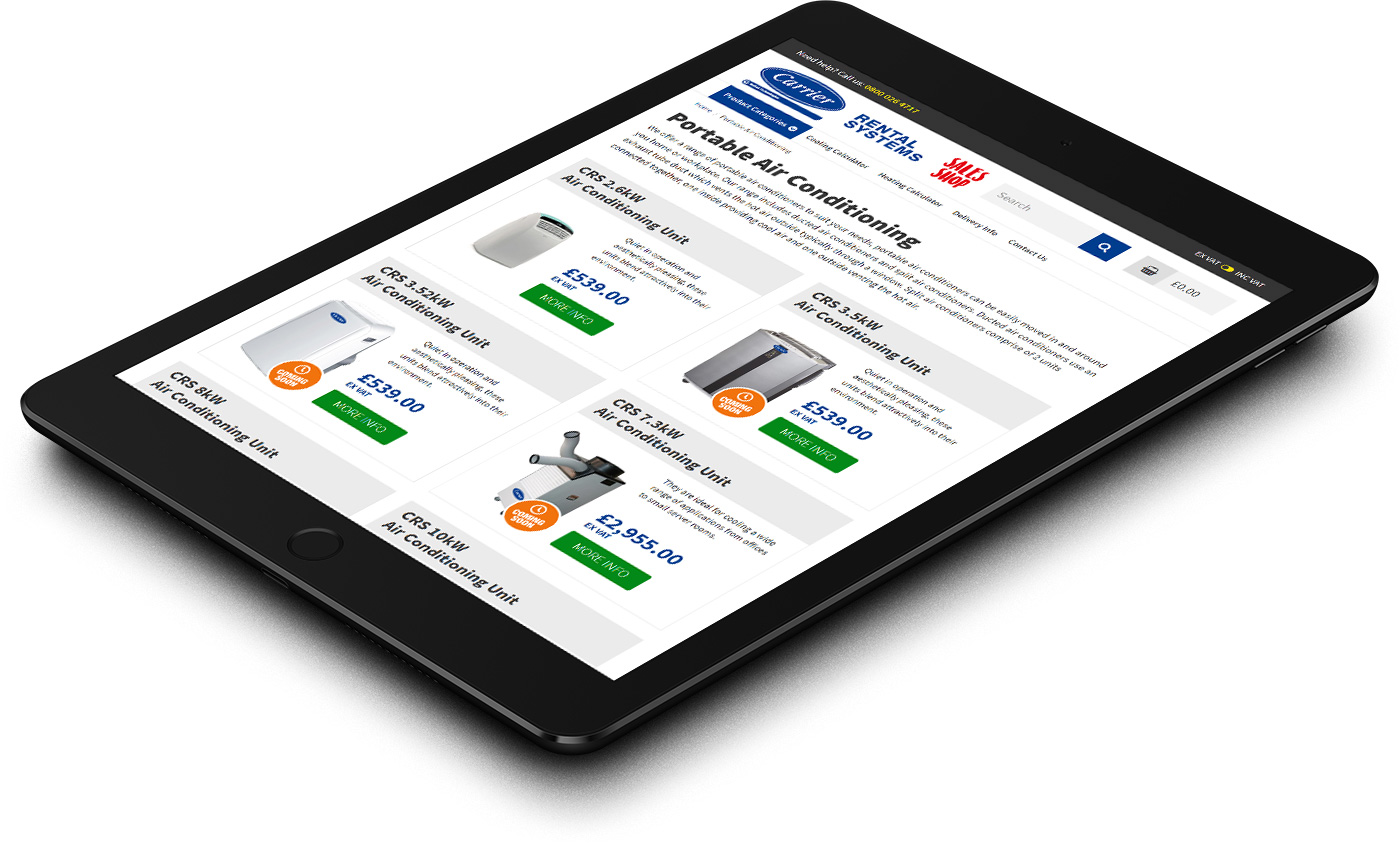 Website Design North Devon - Carrier Rental Shop iPad