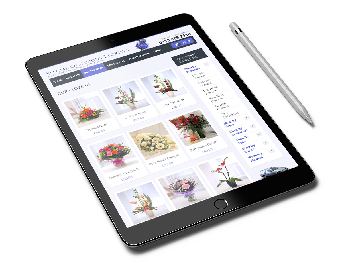 Website Design North Devon - Special Occasions Florists ipad