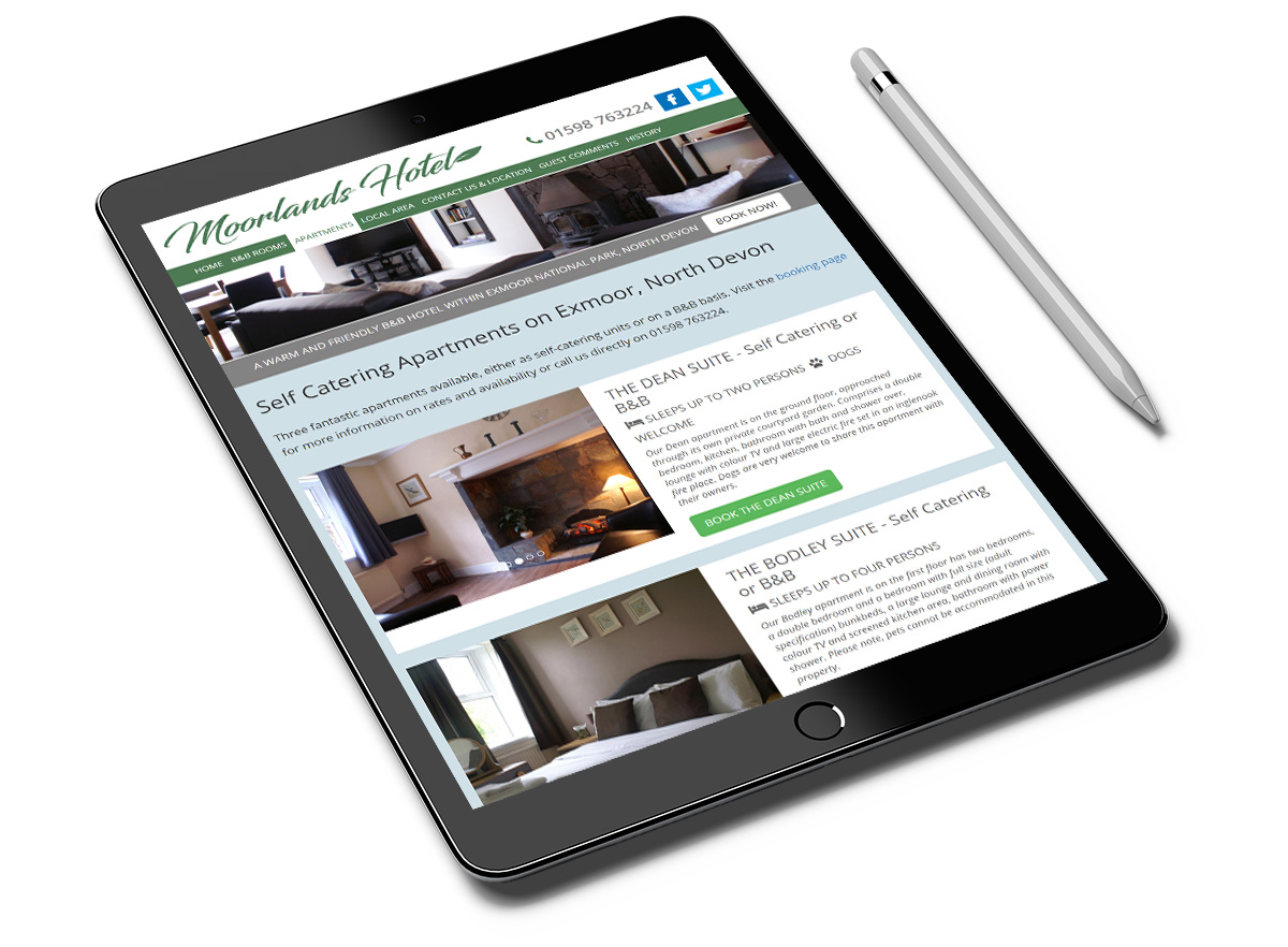 Website Design North Devon - Moorlands Hotel iPad