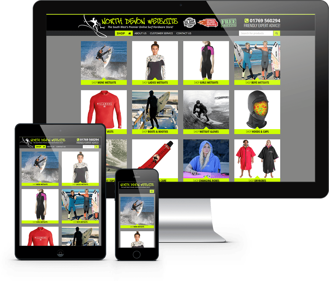 Website Design North Devon - North Devon Wetsuits